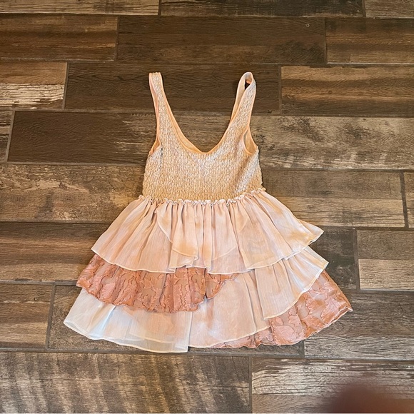 Free People layers of lace and ruffles mauve tunic top M - Picture 2 of 5